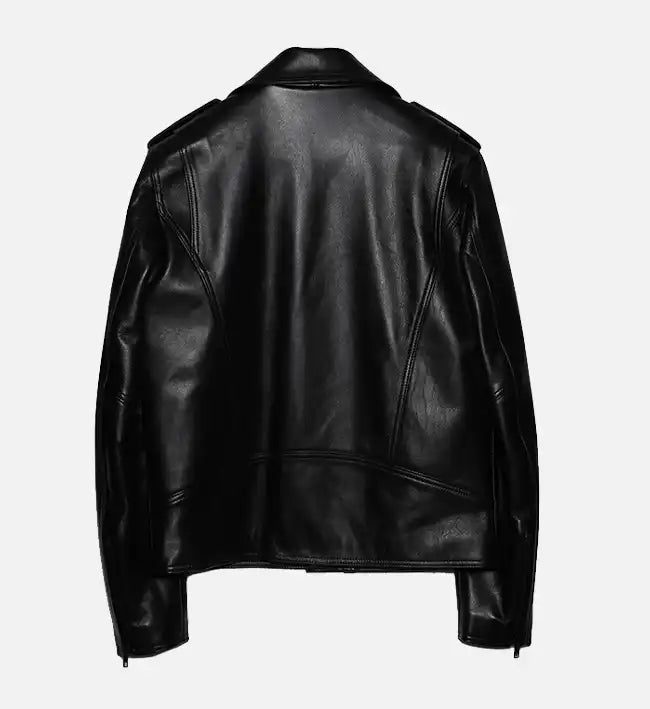 Women’s All Black Zipper Biker Leather Jacket