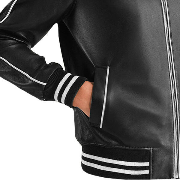 Men's Black Leather Varsity Jacket
