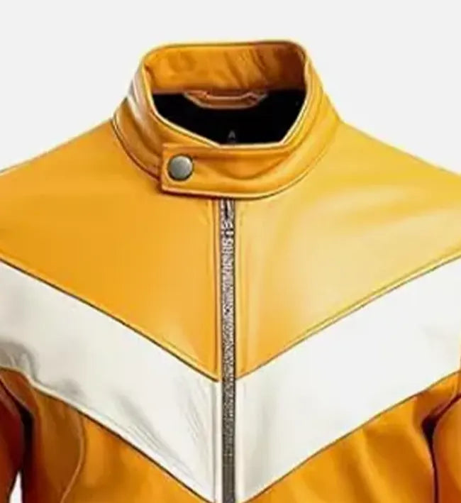 Men’s Retro Style Mustard Cafe Racer Leather Jacket