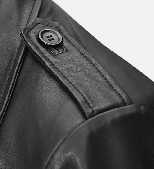 Men's Black Leather Long Coat