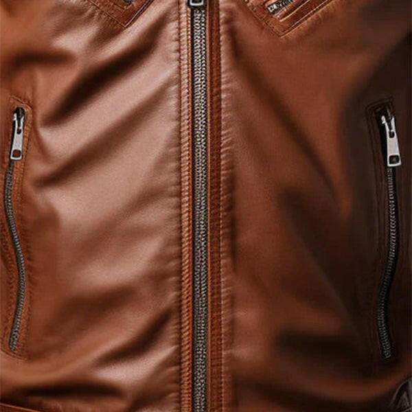 Men's Biker Brown Leather Jacket