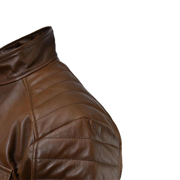 Men's Slim Fit Brown Leather Jacket