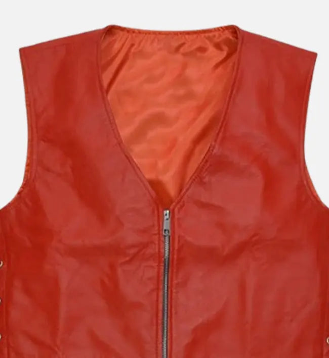 Men's Red Leather Vest