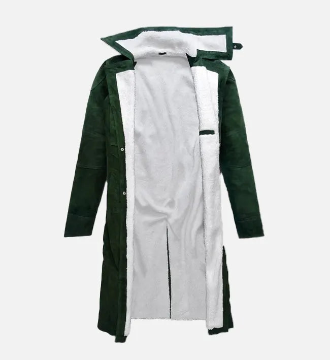 Men's Timber Green Suede Long Coat