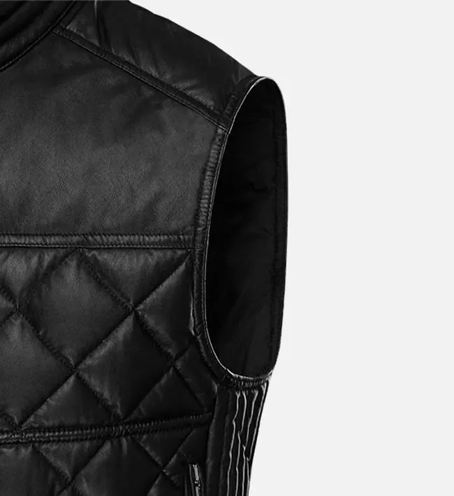 Men's Black Stallion Leather Biker Vest