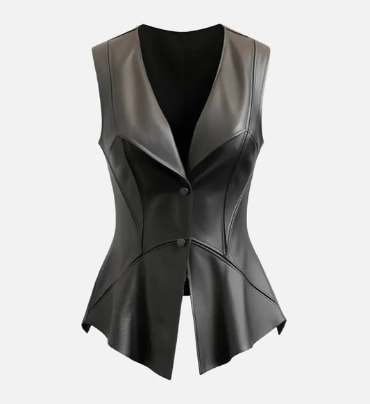 Women's Zester Black Leather Vest