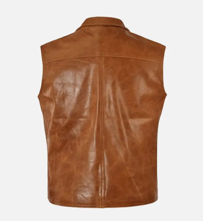 Men's Rider’s Edge Brown Leather Vest