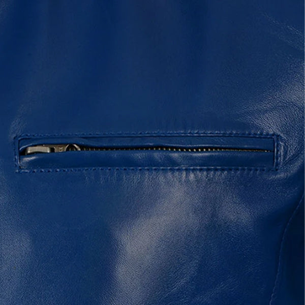 Men's Rich Blue Leather Jacket