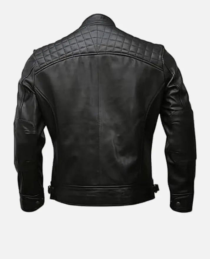 Men’s Timber Style Padded Shoulder Black Leather Jacket