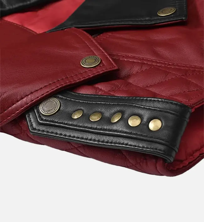 Men's Red and Black Leather Vest