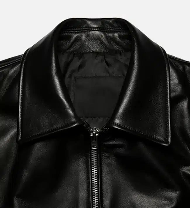 Men's Minimal Black Leather Jacket