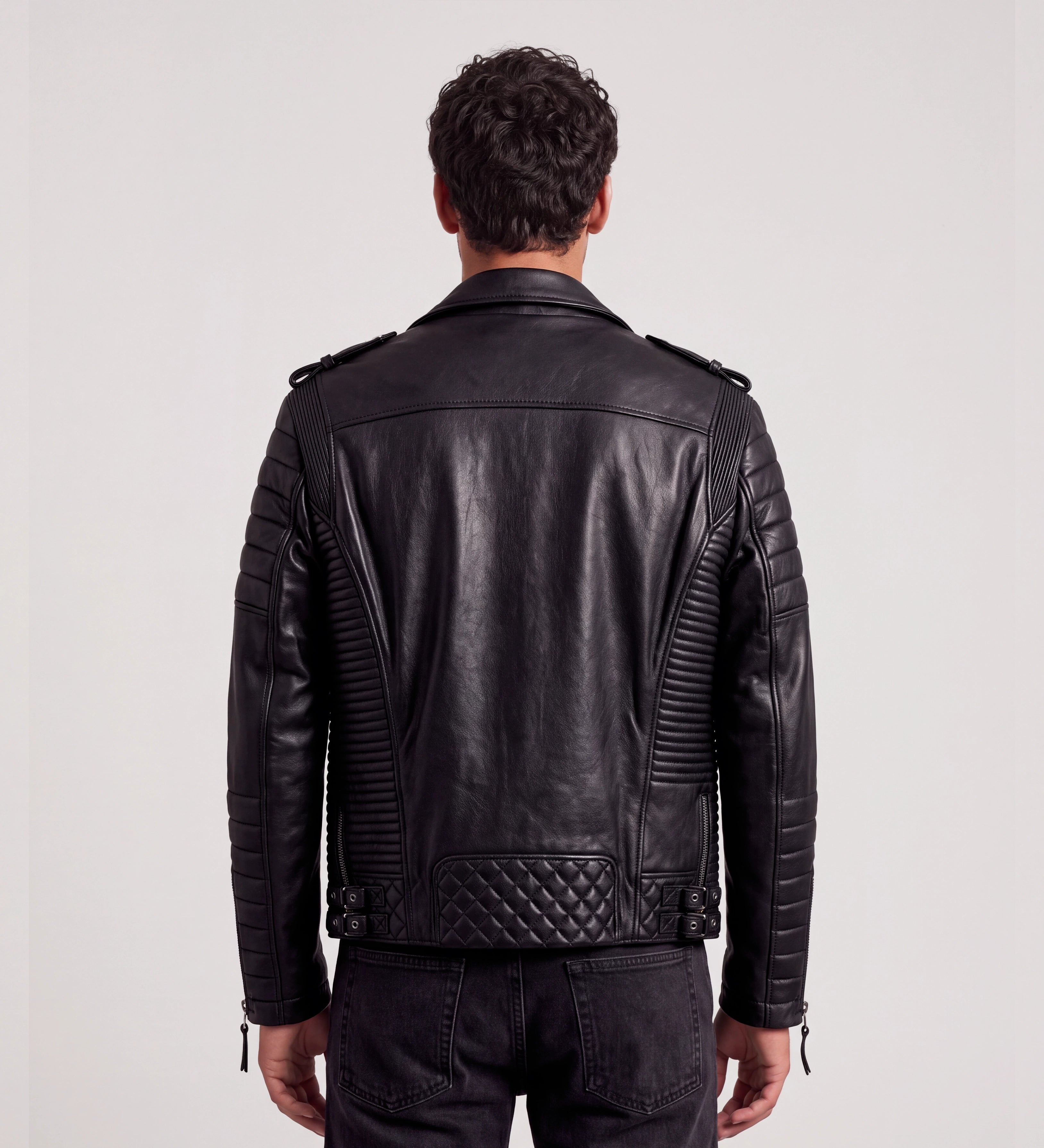 Men Classic Black Biker Leather Jacket