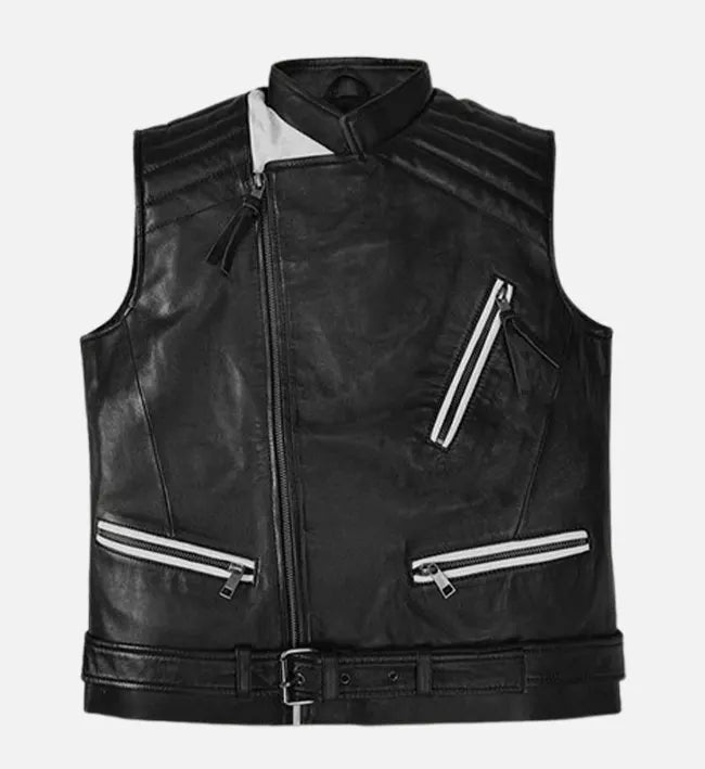 Men's Vanguard Black Biker Leather Vest