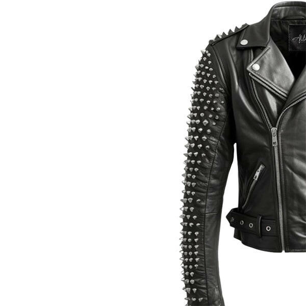 Men's Black Studded Biker Stylish Leather Jacket