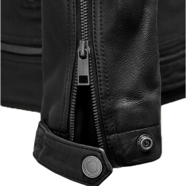 Men's Double Breast Black Biker Leather Jacket