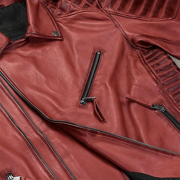 Men's Charles Burnt Red Leather Jacket