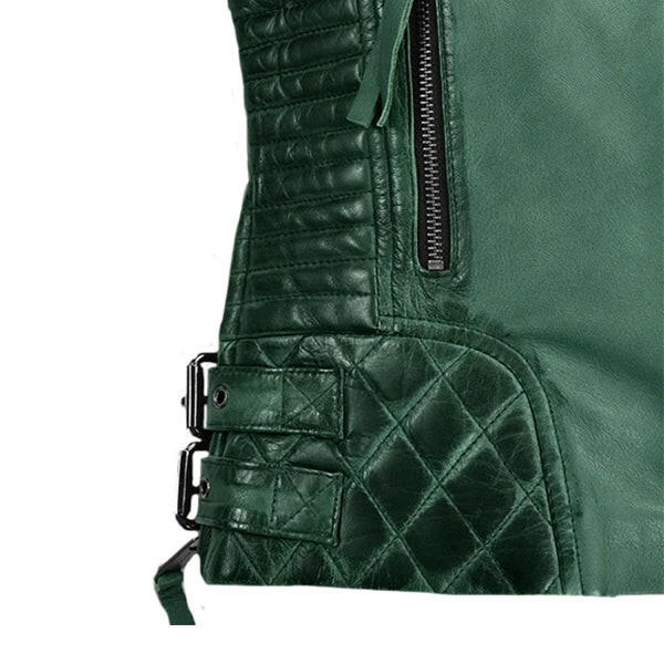 Women's Charlotte Burnt Green Leather Jacket