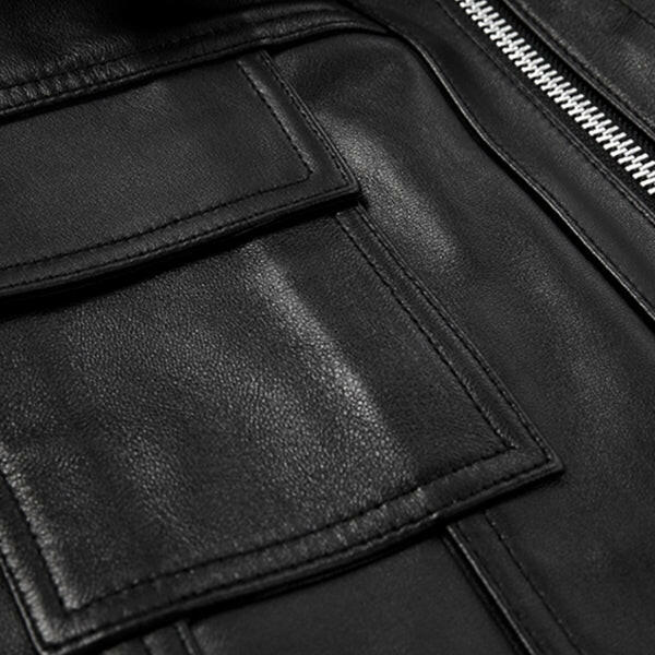 Men's Black Zip-Up Leather Jacket