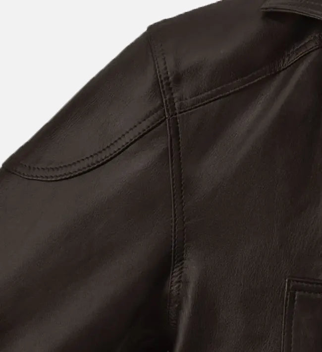 Men's Dark Brown Leather Long Coat