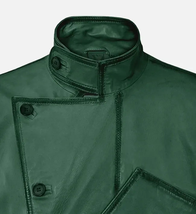 Men's Royal Flying Green Burnished Leather Coat