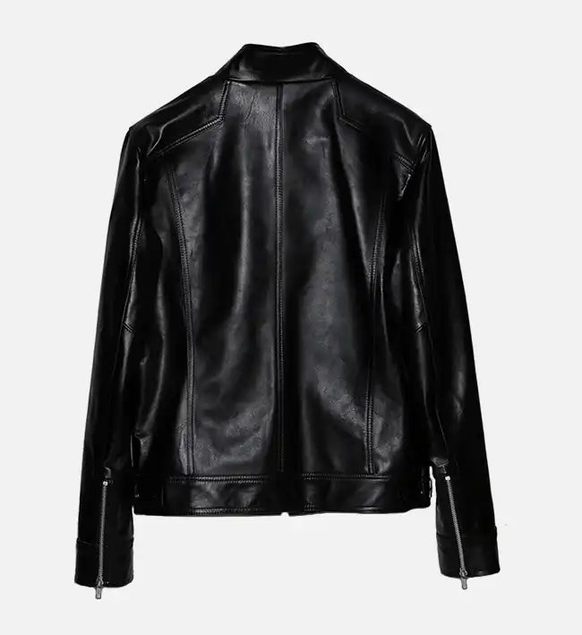 Women’s Band Collar Biker Leather Jackets