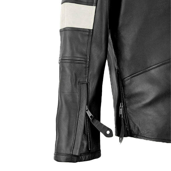 Men's Slim Fit Black & White Leather Jacket