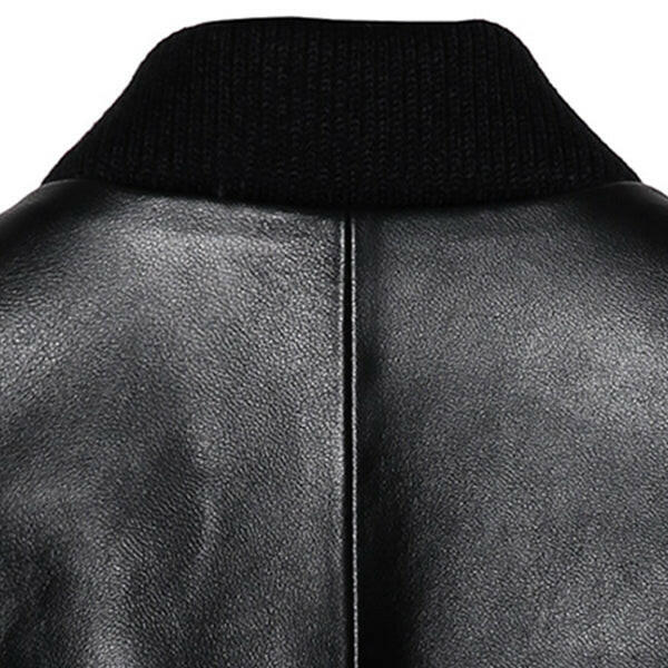 Women's Minimal Black Leather Jumper Jacket