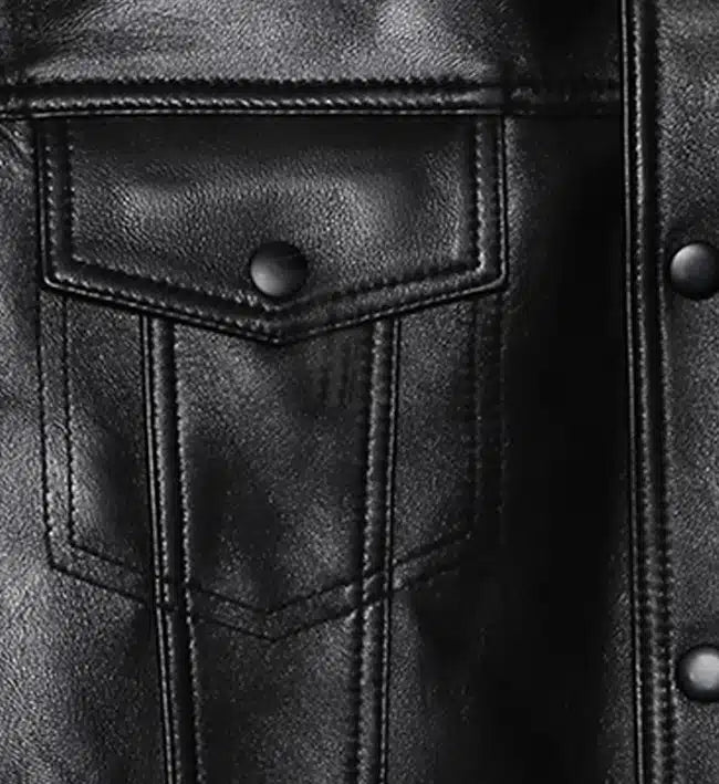 Men's Classic Trucker Black Button Jacket