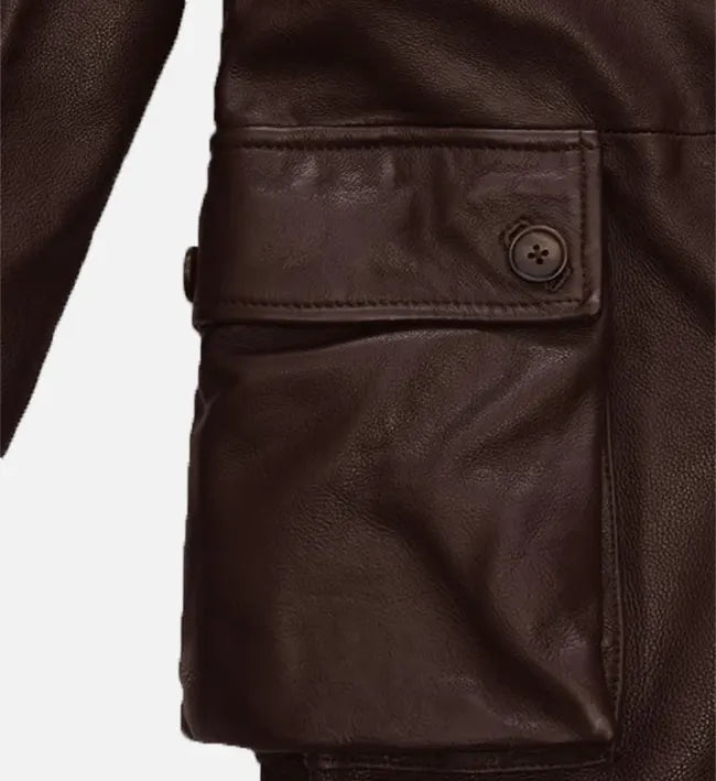 Men's Brown Washed & Wax Leather Trench Coat