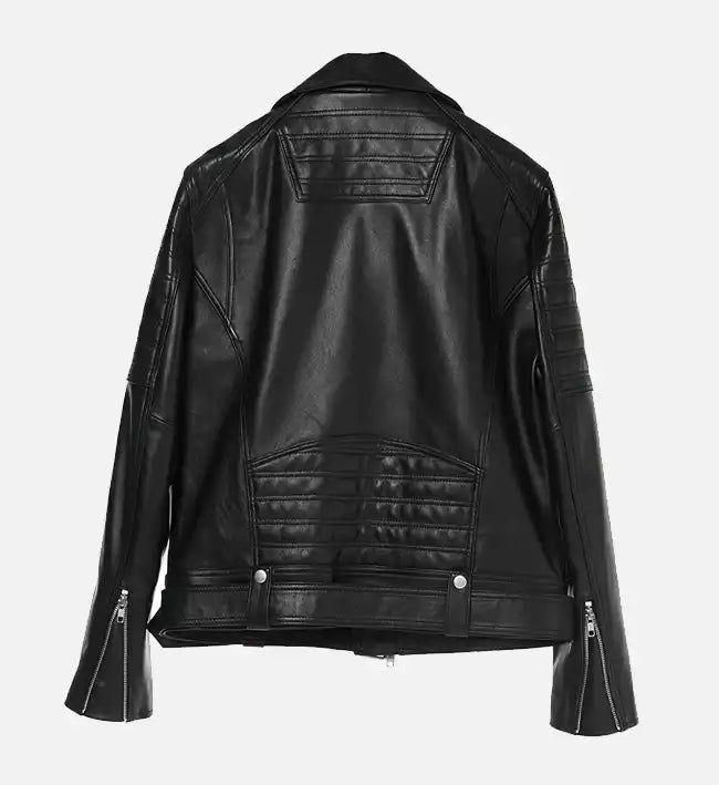 Women's Double Stich Leather Biker Jacket