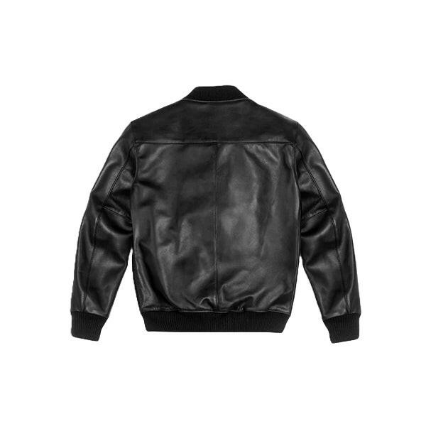 Mens Black Leather Bomber Jacket - AU LeatherX