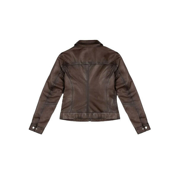 Women's Old English Brown Leather Jacket - AU LeatherX