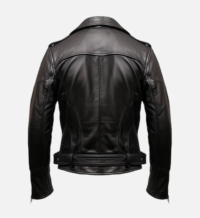 Men's Black Biker Genuine Leather Jacket
