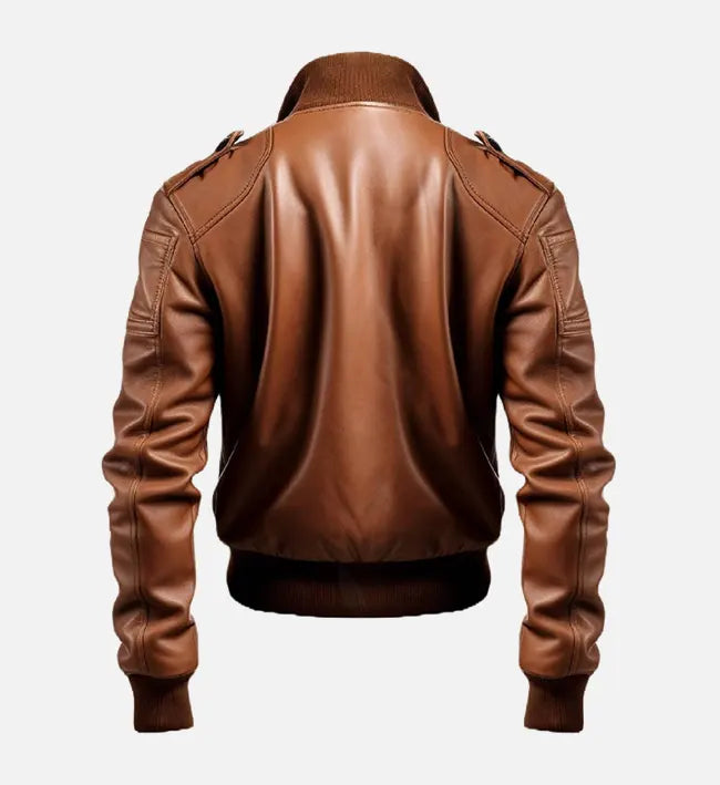 Men's Bomber Brown Leather Jacket
