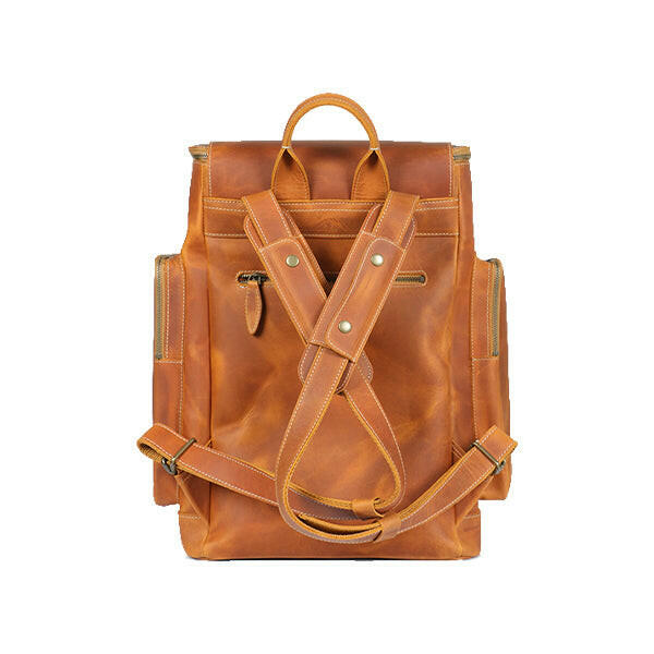 Camel Brown Leather Backpack