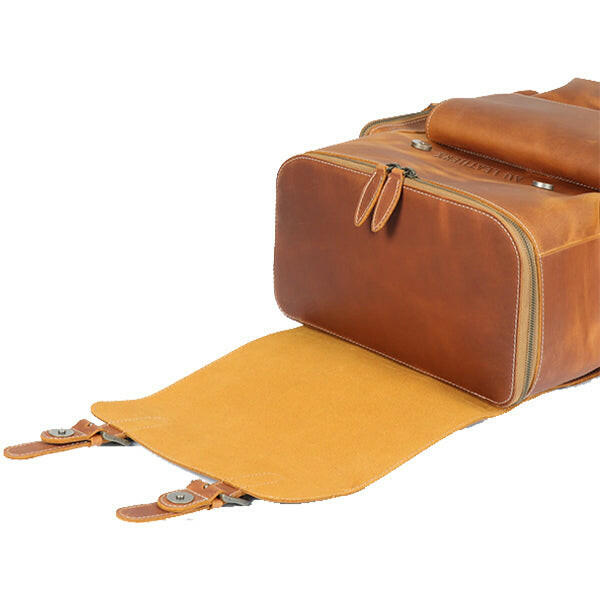 Camel Brown Leather Backpack