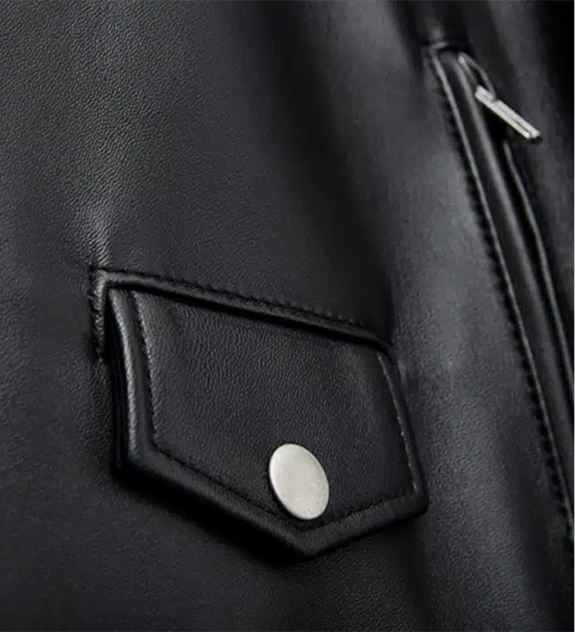 Men's Black and Brown Bomber Leather Jacket