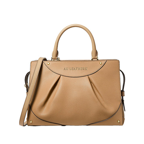 Enzo Medium Leather Satchel (Camel)