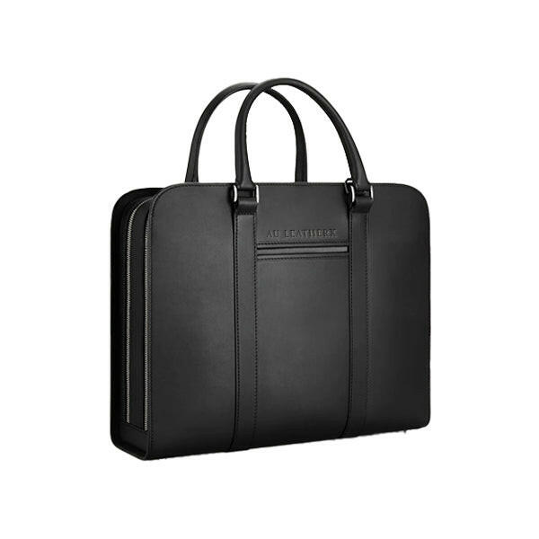 Executive Edge Double Zipper Black Leather Briefcase