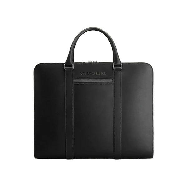 Executive Edge Double Zipper Black Leather Briefcase