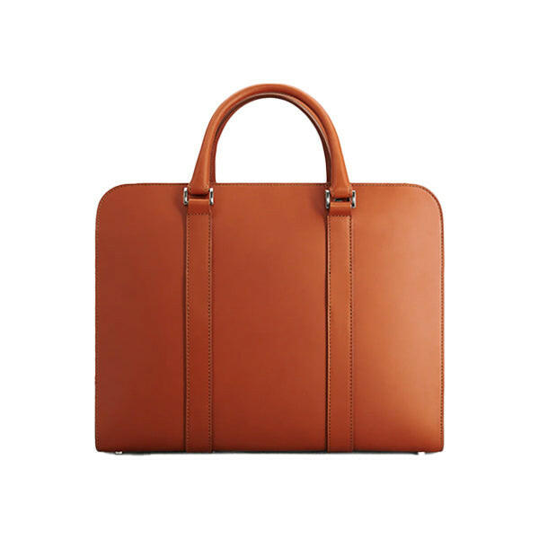 Executive Edge Double Zipper Cognac Leather Briefcase
