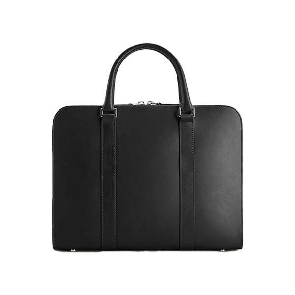 Executive Edge Single Zipper Black Leather Briefcase