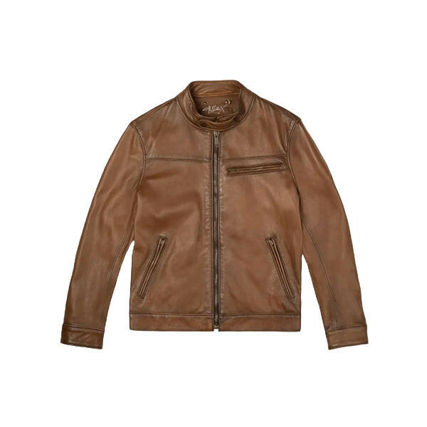 Men's Walnut Brown Biker Jacket - AU LeatherX
