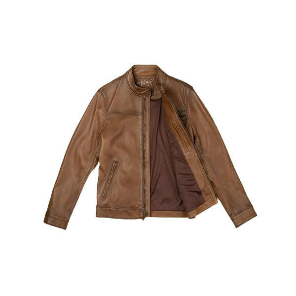 Men's Walnut Brown Biker Jacket - AU LeatherX