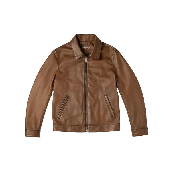 Men's Brown Leather Slim Fit Jacket - AU LeatherX