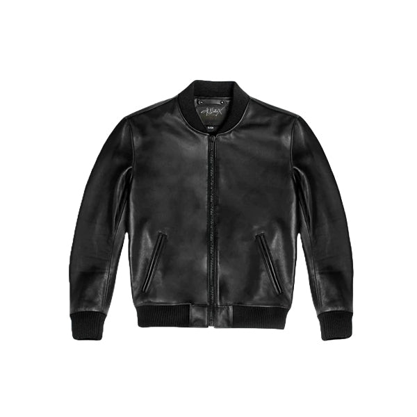 Men's Black Leather Bomber Jacket - AU LeatherX