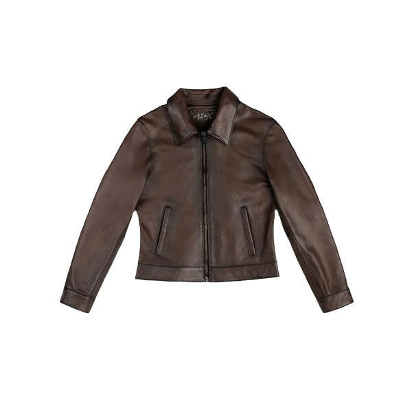 Women's Old English Brown Leather Jacket - AU LeatherX