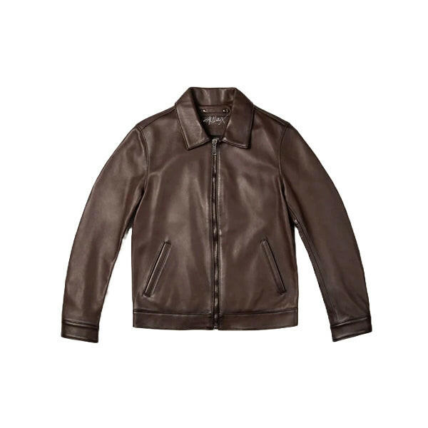 Mens old English Brown Leather Jacket - AU LeatherX