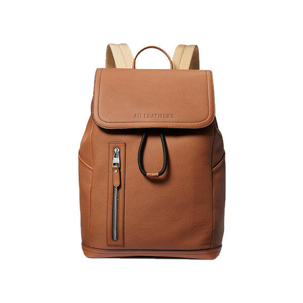 Hudson Pebbled Brown Leather Utility Backpack