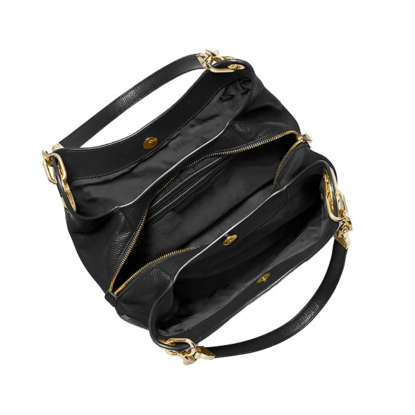 Lillie Large Logo Shoulder Bag (Black)